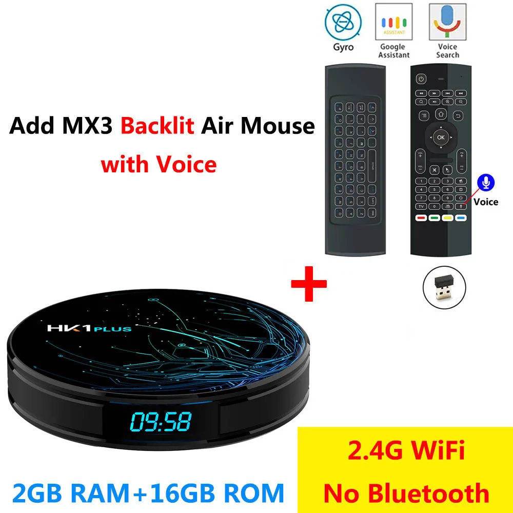 2GB16GB add MX3L mic HK1 PLUS 4 ГБ ОЗУ 32 Гб 64 Гб ПЗУ Смарт Android 9,0 ТВ коробка Amlogic S905X2 2,4G 5G WiFi Bluetooth H.265 4K HD 2 Гб 16 Гб медиаплеер - Цвет: 2GB16GB add MX3L mic