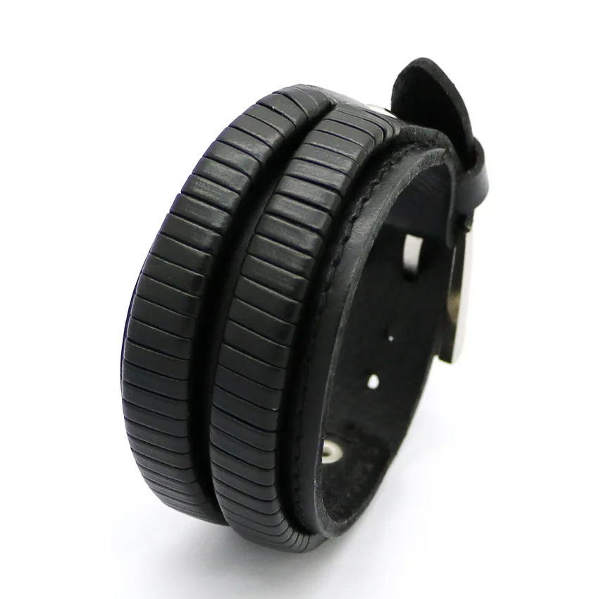 2016 Бесплатная быстрая доставка двойной широкий браслет с манжетами и кожаный