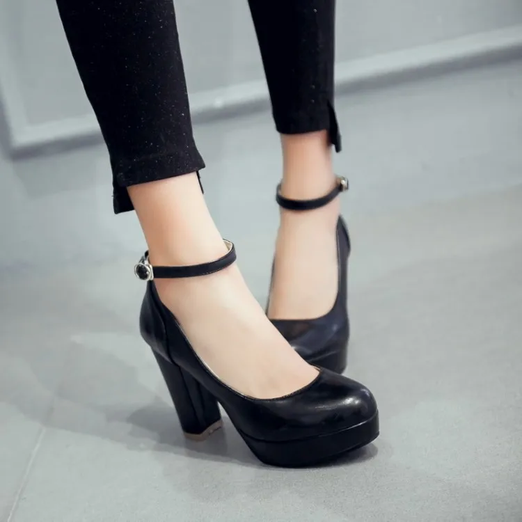 Туфли-лодочки женские на платформе и толстом каблуке туфли с круглым носком