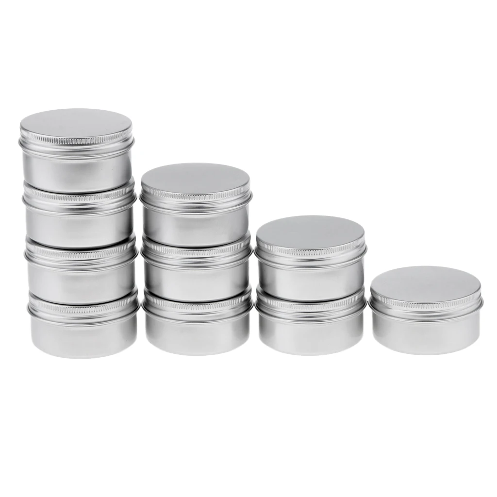 

10Pcs 80ml Round Aluminum Cosmetics Cream Empty Lip Balm Containers Jars Tin