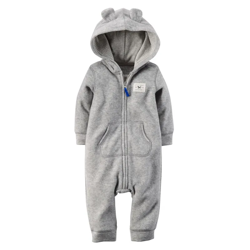 Winter One-piece Long Sleeve Thicken Coral Fleece Infant Baby Rompers Cartoon Jumpsuit Boys Girls Overall Hooded Out clothes | Детская