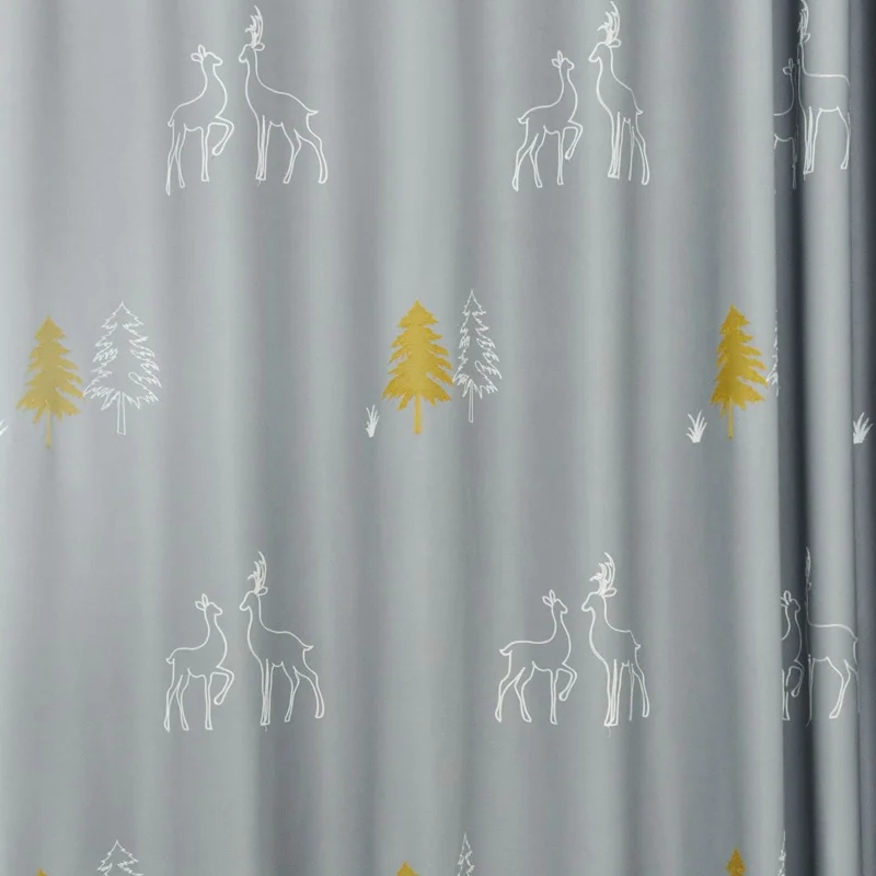 Curtain Cloth Grey Cartoon Charm Smile Face Embroidered Curtains for Kids Room Children Boys Nursery Simple Modern French Window Drapes 30 - Цвет: Curtain Cloth