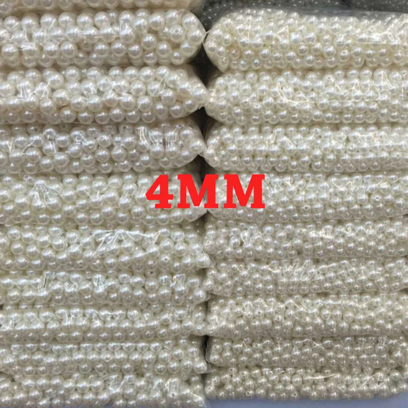

4MM Round Ivory white Imitation Pearl Bead For Fashion Bracelets& Necklaces Making Accessories 1000pcs/pack