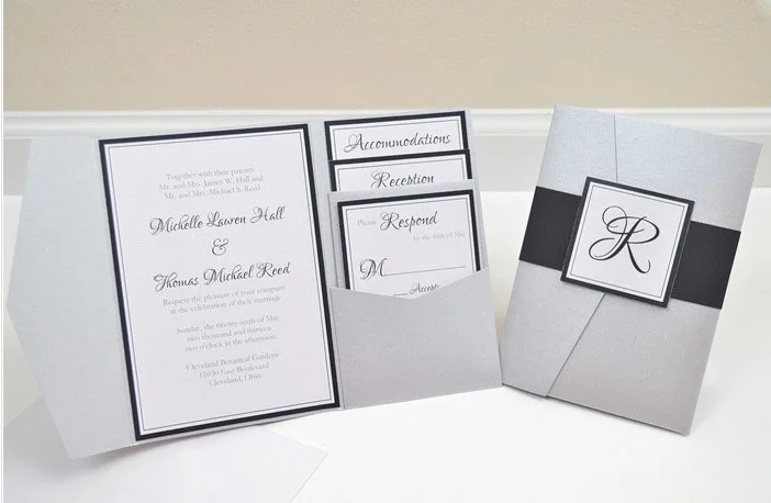 CA0609 полностью собранные свадебные приглашения Pocketfold|pocketfold wedding invitations|pocketfold