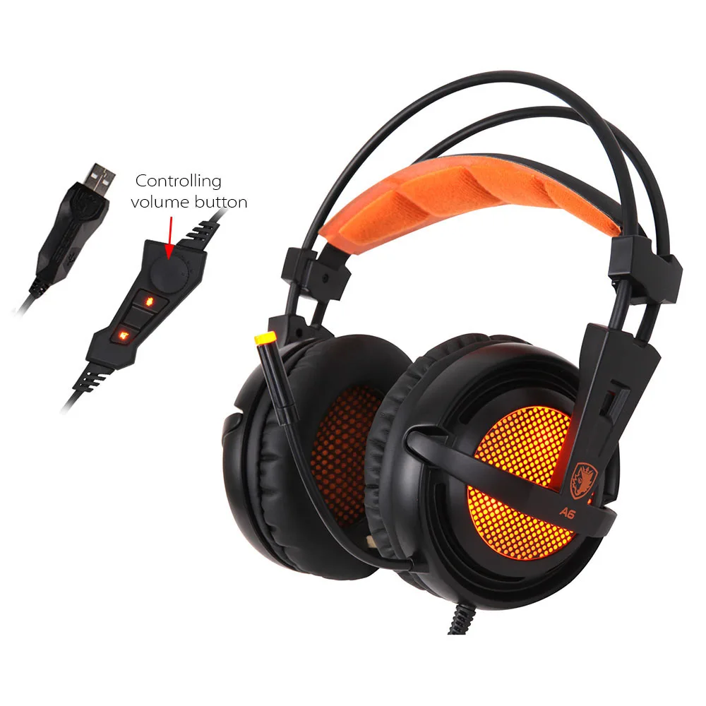 SADES A6 USB 7 1 Surround sound стерео гарнитура оголовье over ear наушники с микрофоном объем