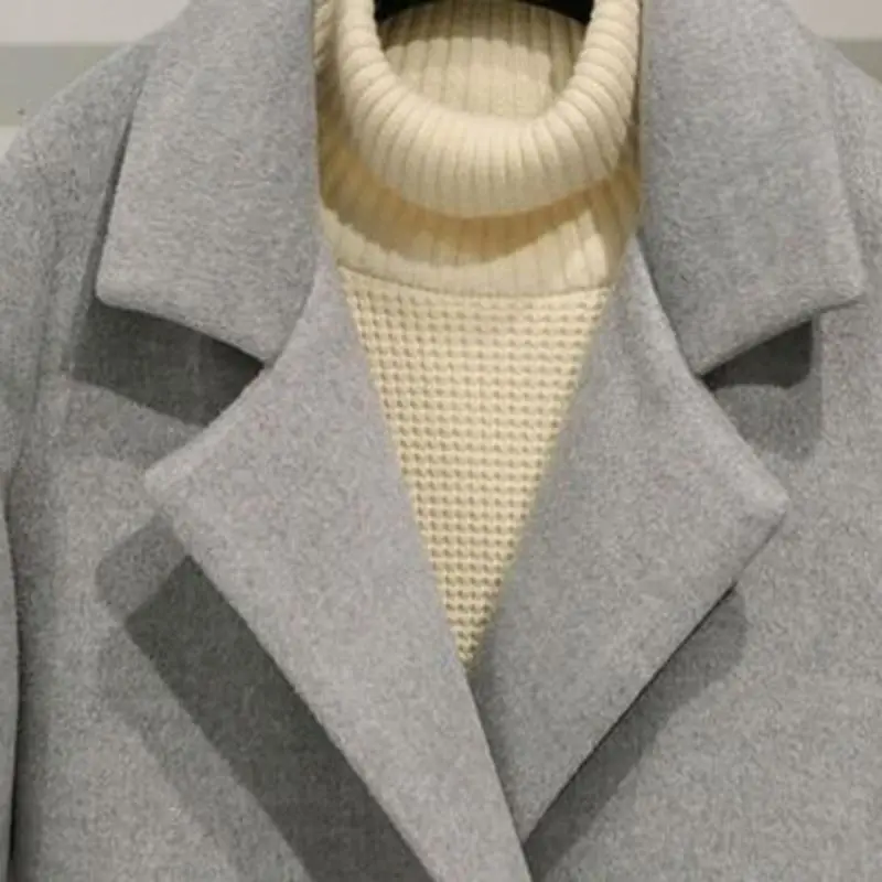 Женское шерстяное пальто толстое длинное с хлопковой подкладкой Осень зима