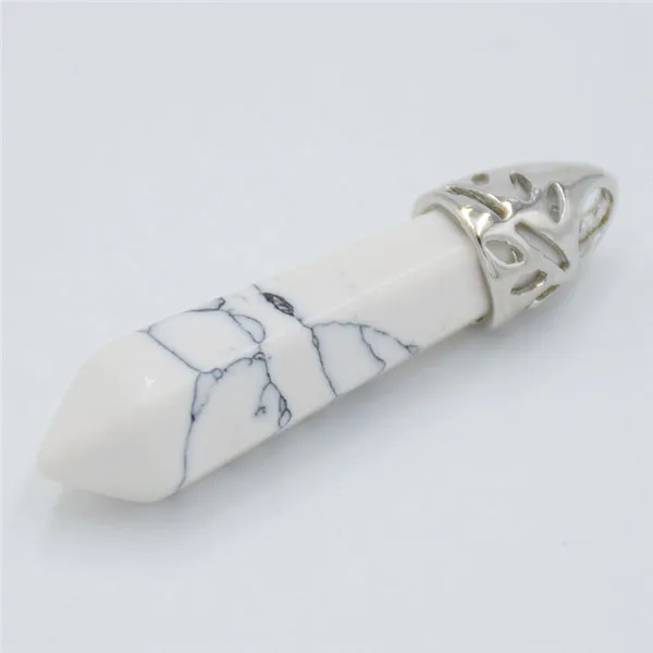 Howlite Mix Камень натуральный розовый кристалл lapis lazuli с черным ониксом с шестигранной Колонка граненый колье с шармами, бусинами кулон ювелирные изделия аксессуары - Окраска металла: Howlite