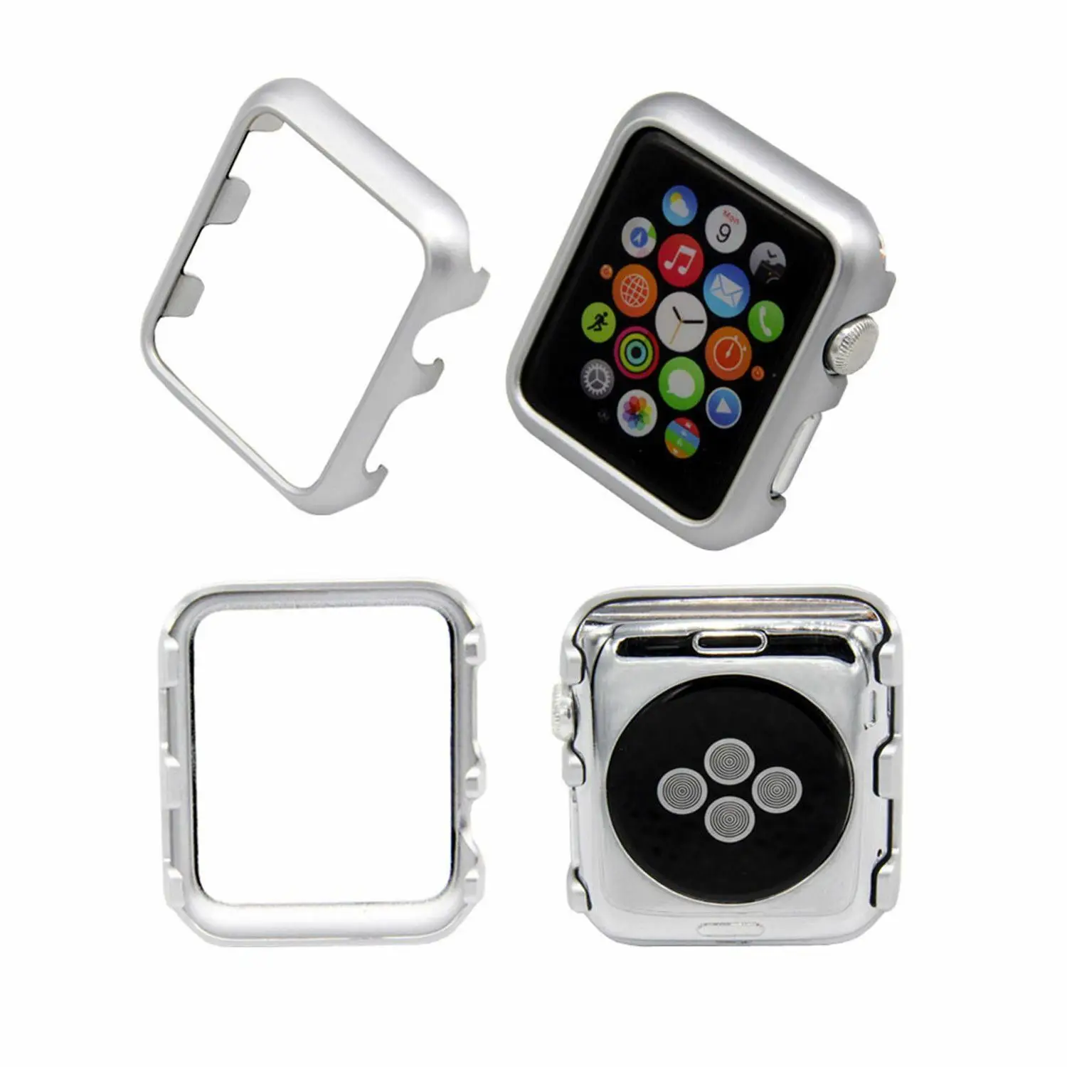 5 цветов Жесткий PC Бампер Обложка для Apple Watch чехол серии 3/2/1 защитный чехол-раковина рамки для 38 мм, 42 мм, iWatch, версия Чехол для часов - Цвет: SILVER
