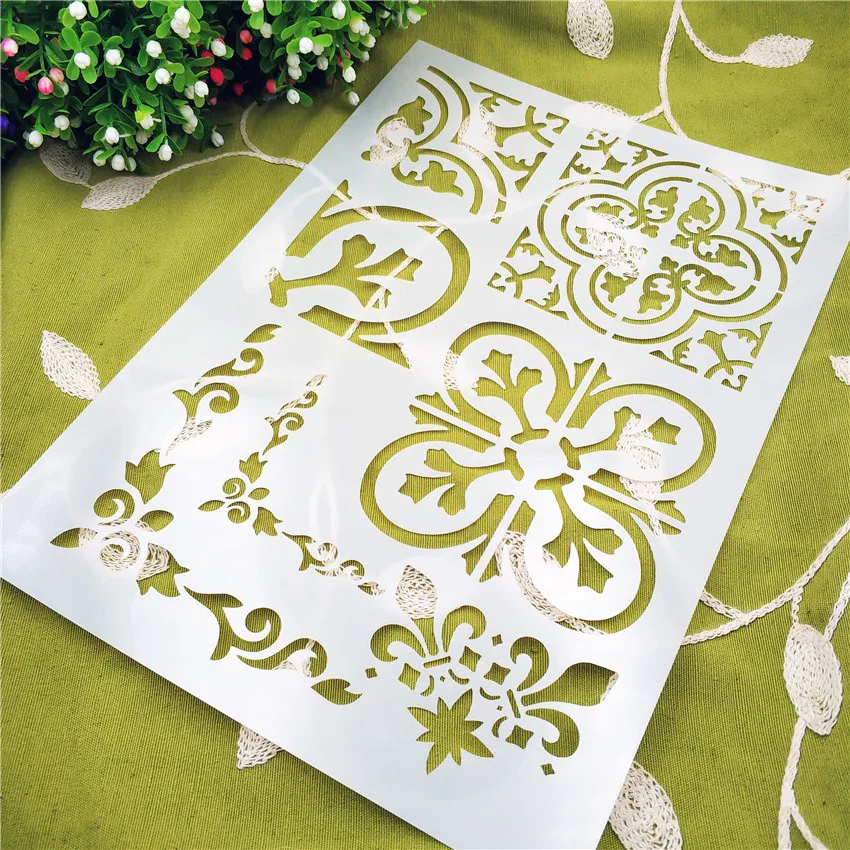 29.5*21cm Decorative pattern scrapbook stencils spray plastic mold shield DIY cake hollow Embellishment printing lace ruler |