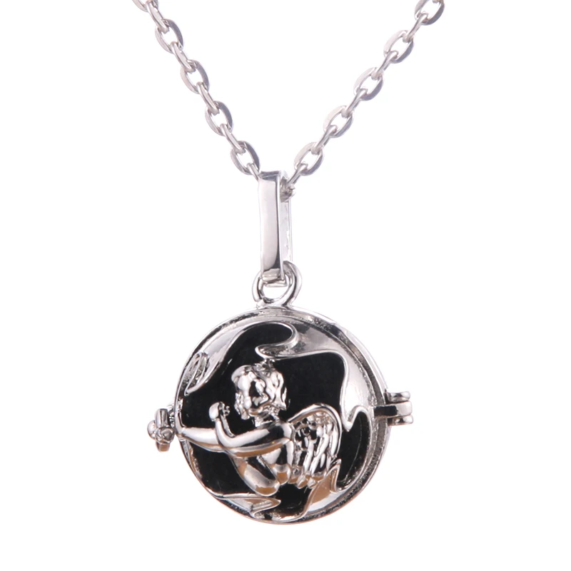 H Lotus Guanyin Music Ball Bell Aromatherapy Locket Pendant Necklace Charm Perfume Essential Oil Diffuser Woman Gift Jewelry - Окраска металла: H