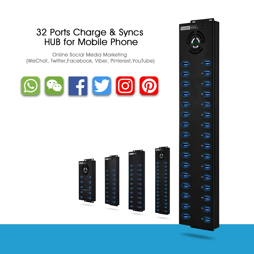 Фото Sipolar A-832 промышленный 32 порта USB 2,0 зарядный концентратор данных с адаптером питания 240 Вт для Multi iPhone iPad Huawei phone Miner №4