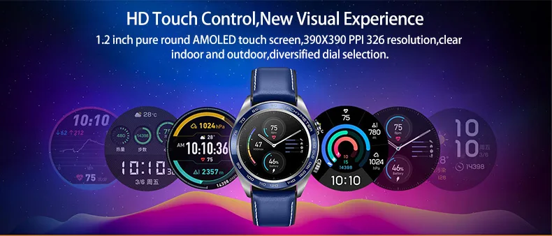 Huawei Honor оригинальные часы Magic SmartWatch NFC gps 5ATM водонепроницаемый трекер сердечного ритма трекер рабочее сообщение напоминание