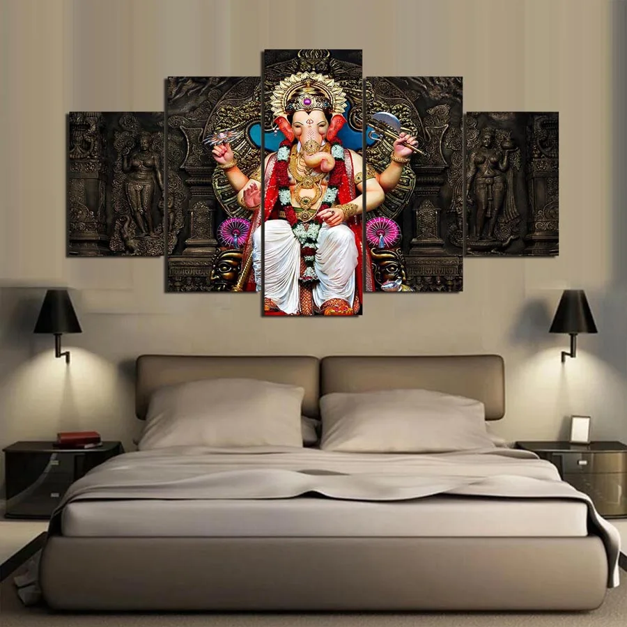 5 панелей HD Печать на холсте Тибетский буддизм Ганеша холст картина плакат