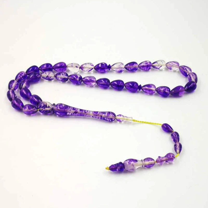 Tasbih 33 полимерные бусины мусульманский браслет 2 цвета фиолетовый и синий