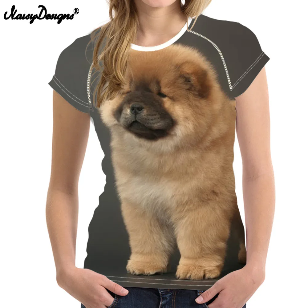 NOISYDESIGNS Chow Футболка с принтом Для женщин 3D Собаки Femme для подростков летние топы