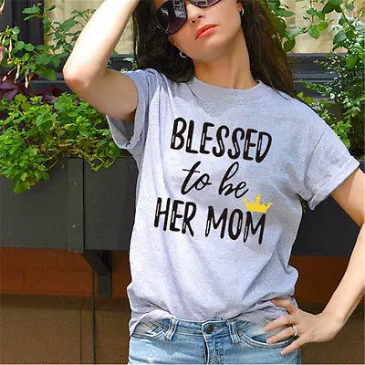 Семейная одинаковая рубашка с надписью Blessed to be для мамы и дочки Повседневная
