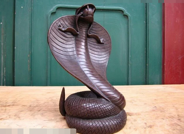 China Pure Bronze Copper made Feng Shui zodiac cobra snake Art Statue garden | Дом и сад