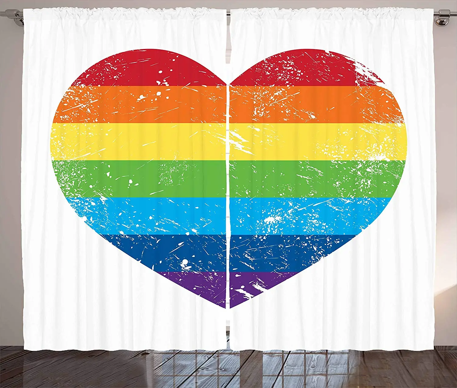 Винтажные радужные кухонные шторы в форме сердца с ЛГБТ-флагом дизайн