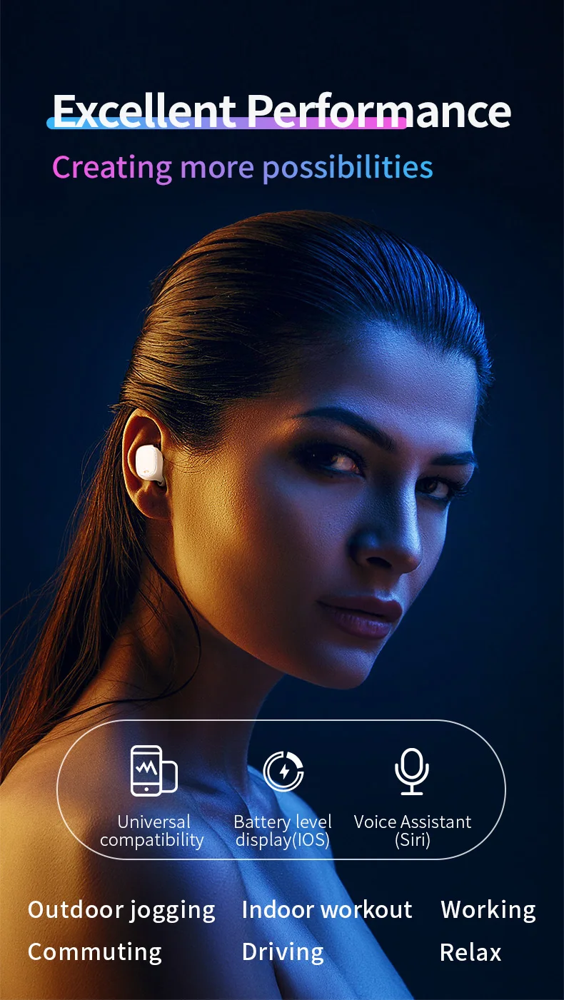 QCY T1 Pro Сенсорный Управление TWS Bluetooth наушники спортивные Беспроводной наушники типа «капли», позволяющие осуществлять действия со свободными руками, с микрофоном и 750 мАч зарядный чехол