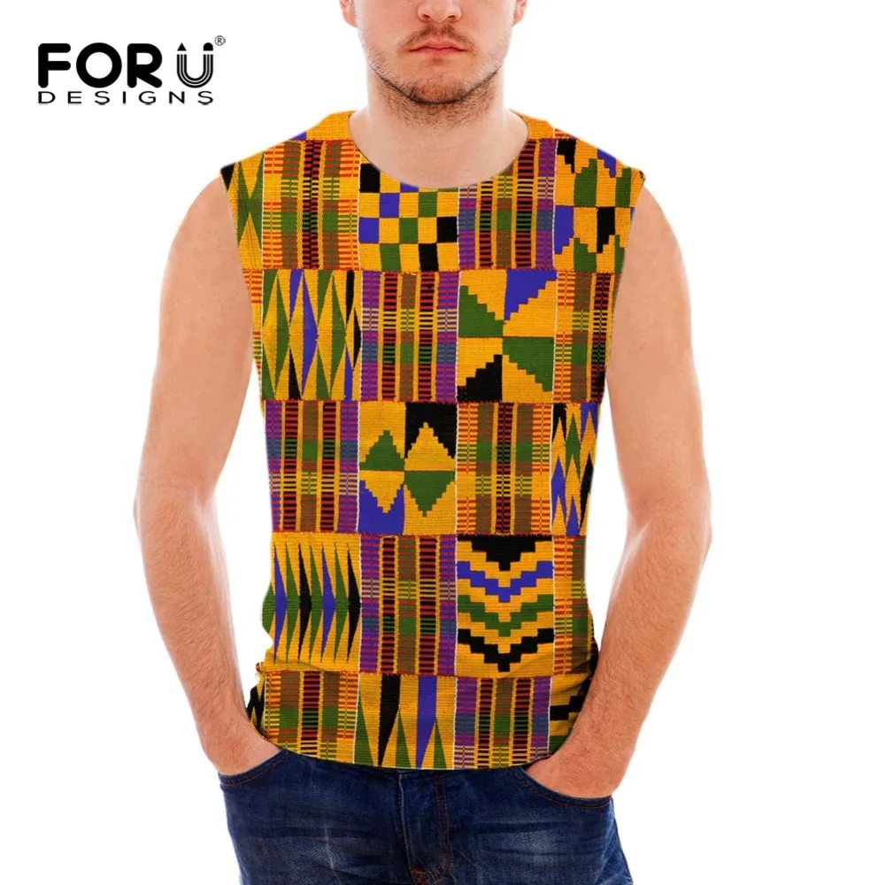 FORUDESIGNS/Летняя майка для мужчин одежда и фитнес африканские принты мужские