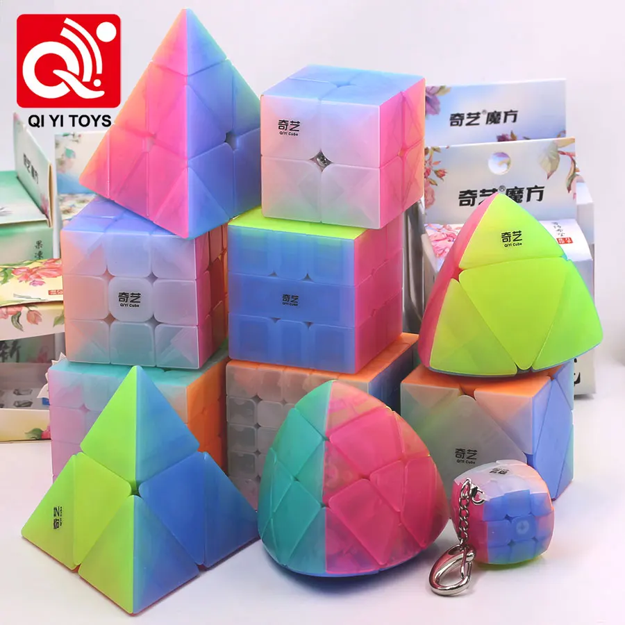 Magic cube Puzzle QiYi 2x2 3x3 4x4 5x5 странной формы Пирамида перекос Marstermorphix SQ1 квадратный-1 брелок прозрачные cube - Цвет: set 0f 11 items