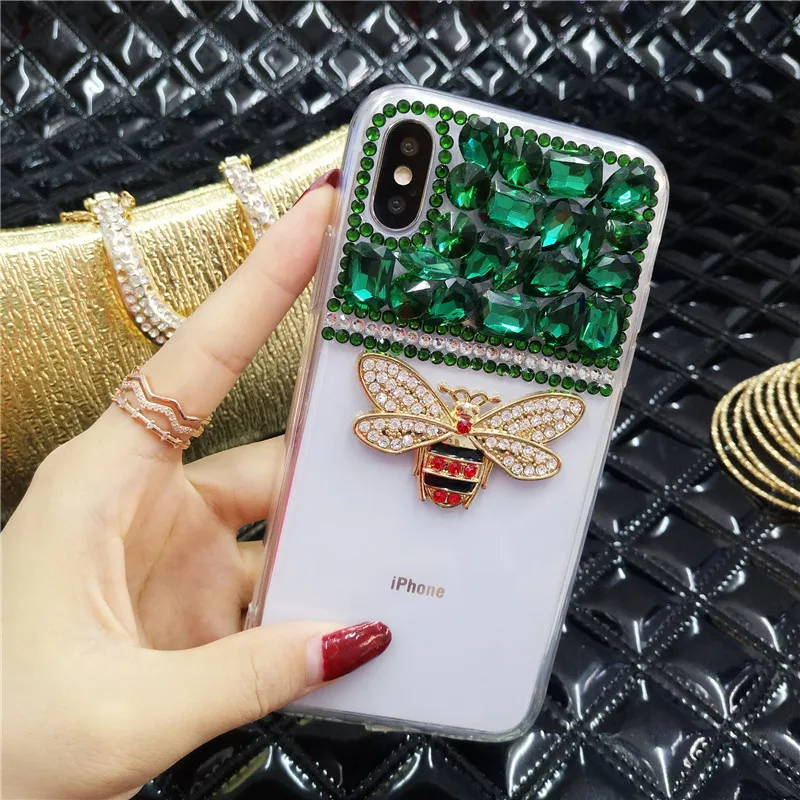 Модный 3D металлический чехол для телефона LaMaDiaa с Пчелкой и стразами iPhone 11 12 pro mini 7
