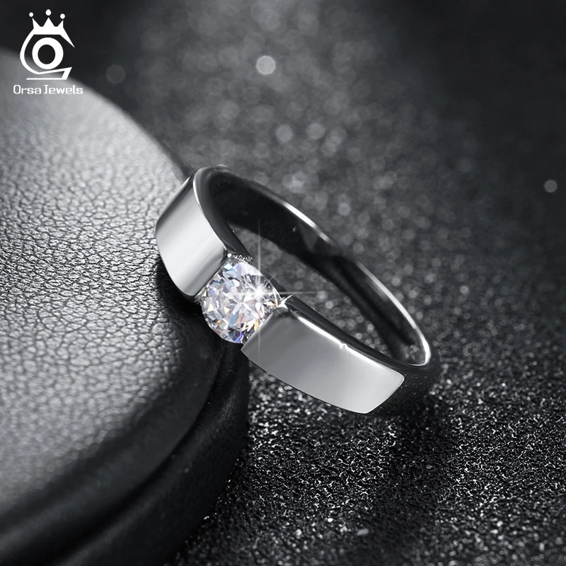ORSA JEWELS популярная модель серебряного кольца с прозрачным AAA класса CZ Горячая без содержания свинца и никеля кольцо для женщин и мужчин OR03