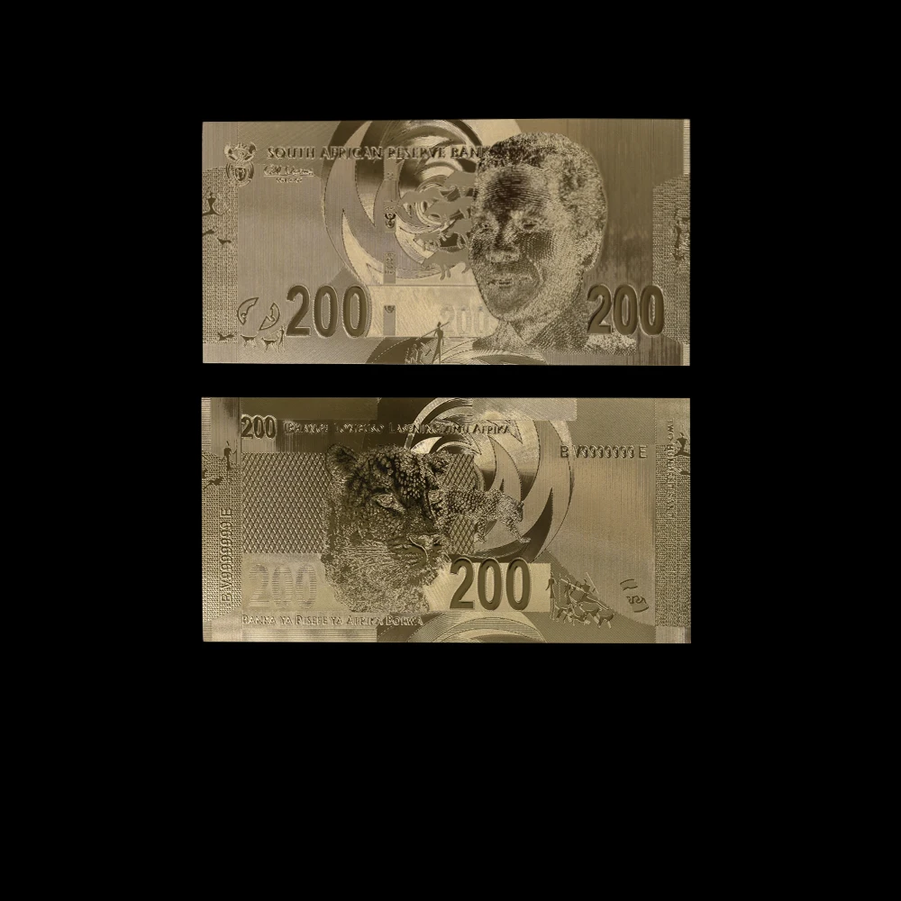 10 шт./лот Новинка Южноафриканский 200 Рэнд подарок 24K Южноафриканская Золотая