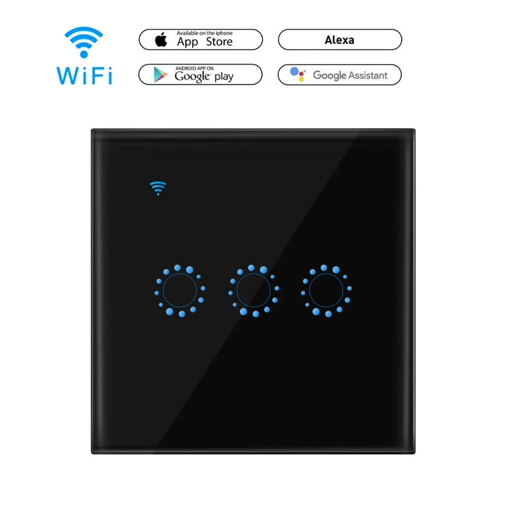 ЕС Стандартный переключатель AC90 250V Wi Fi Сенсорный настенный светильник Панель 1/2/3