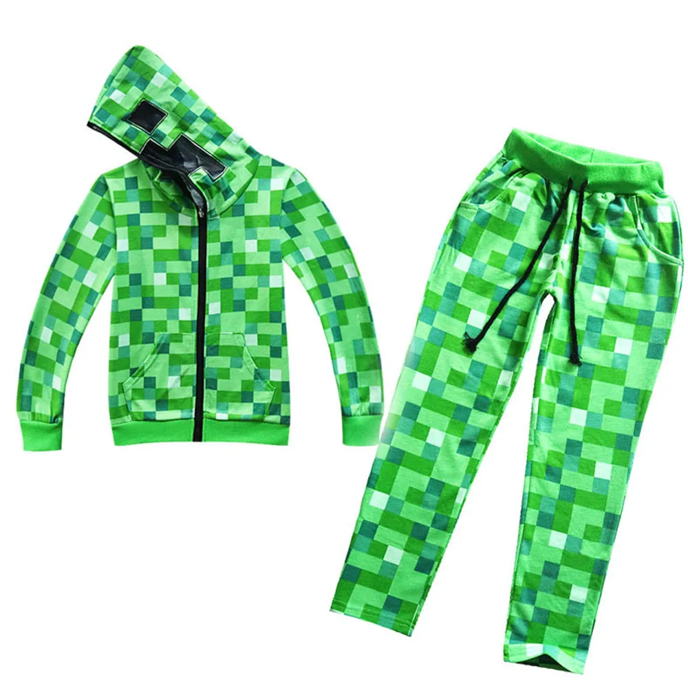 Дети Мальчики Minecraft Хэллоуин Creeper костюм подростков весна осень Забавный зеленый