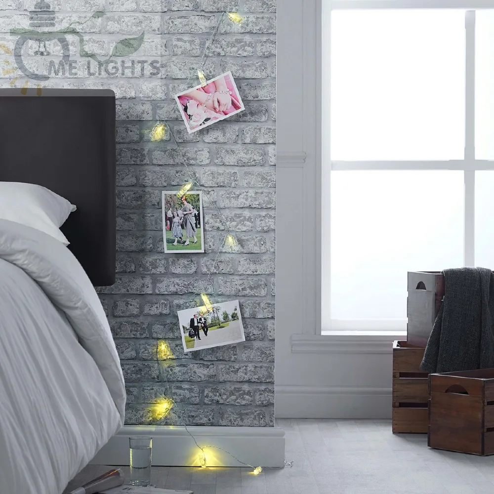 Светодиодная гирлянда на батарейках с зажимом для фотографий декоративные