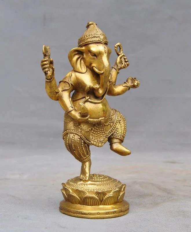 

Christmas 7" Tibetan Buddhism brass 4 Arms Elephant Jambhala wealth God Buddha statue new Year