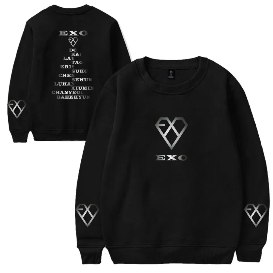 Новые популярные осенне-зимние модели EXO новые флисовые толстовки с круглым вырезом и принтом в виде альбома LOVE SHOT для мужчин и женщин