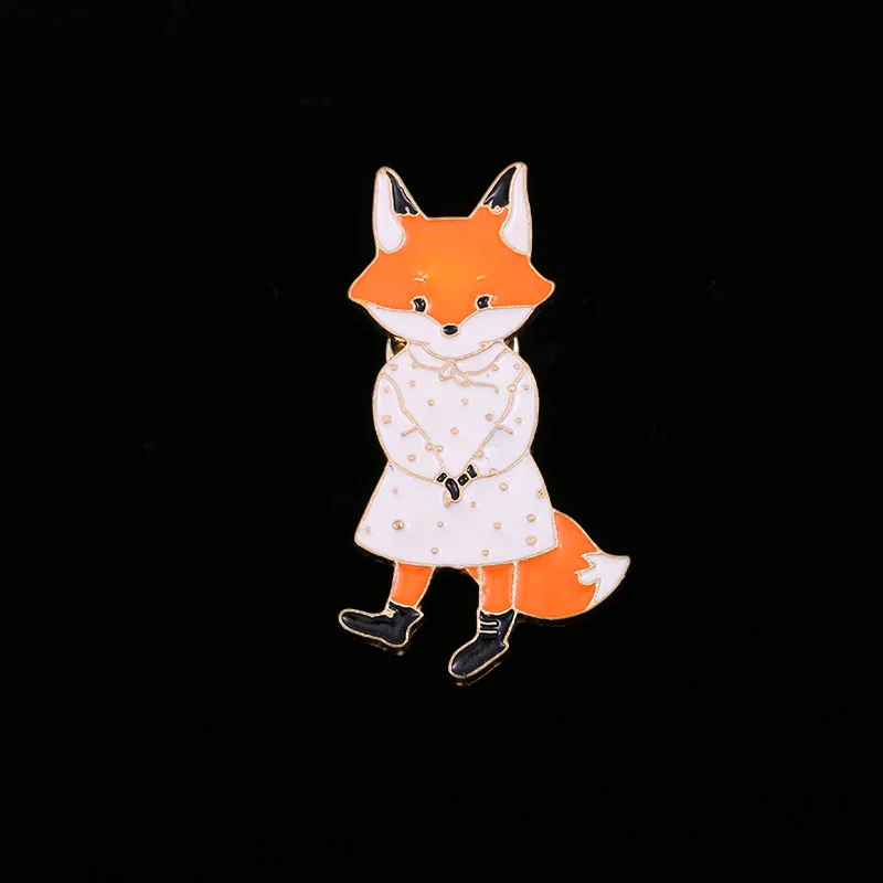 Милые эмалированные булавки в виде животных Лесной стиль умная лиса бейджи с