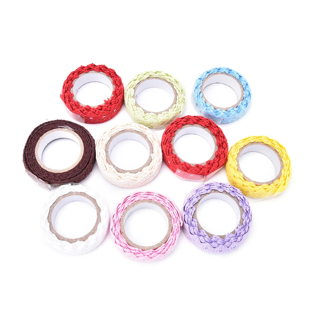 1 шт. 9 цветов клейкая лента стикер ремесло украшения хлопок кружево ткань Белый