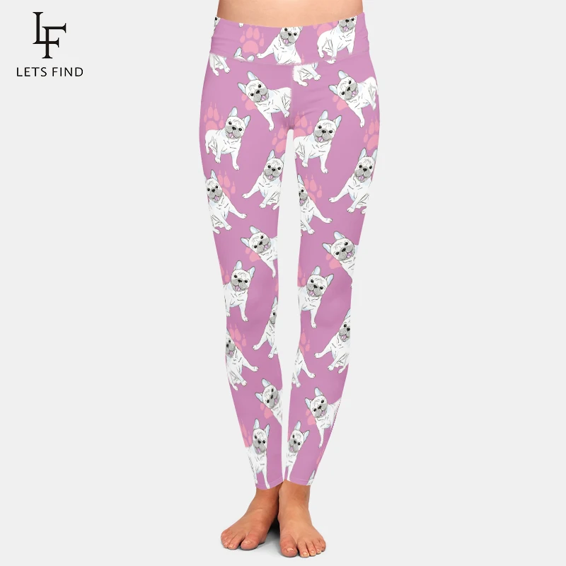 LETSFIND Push Up Printing Fitness Leggings Women Elastic Workout Pants High Waist 3D Cartoon Dogs Printed  Slim Female Leggings