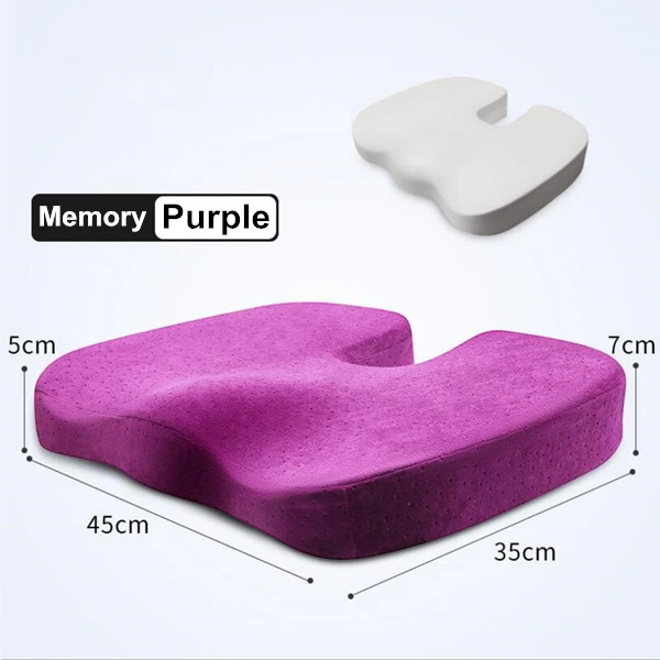 Purple Memory PurenLatex 45*35*7 U форма медленный отскок мягкий диван на пене с эффектом памяти офисное кресло бедра Подушка Поясничный копчик защита - Цвет: Purple Memory
