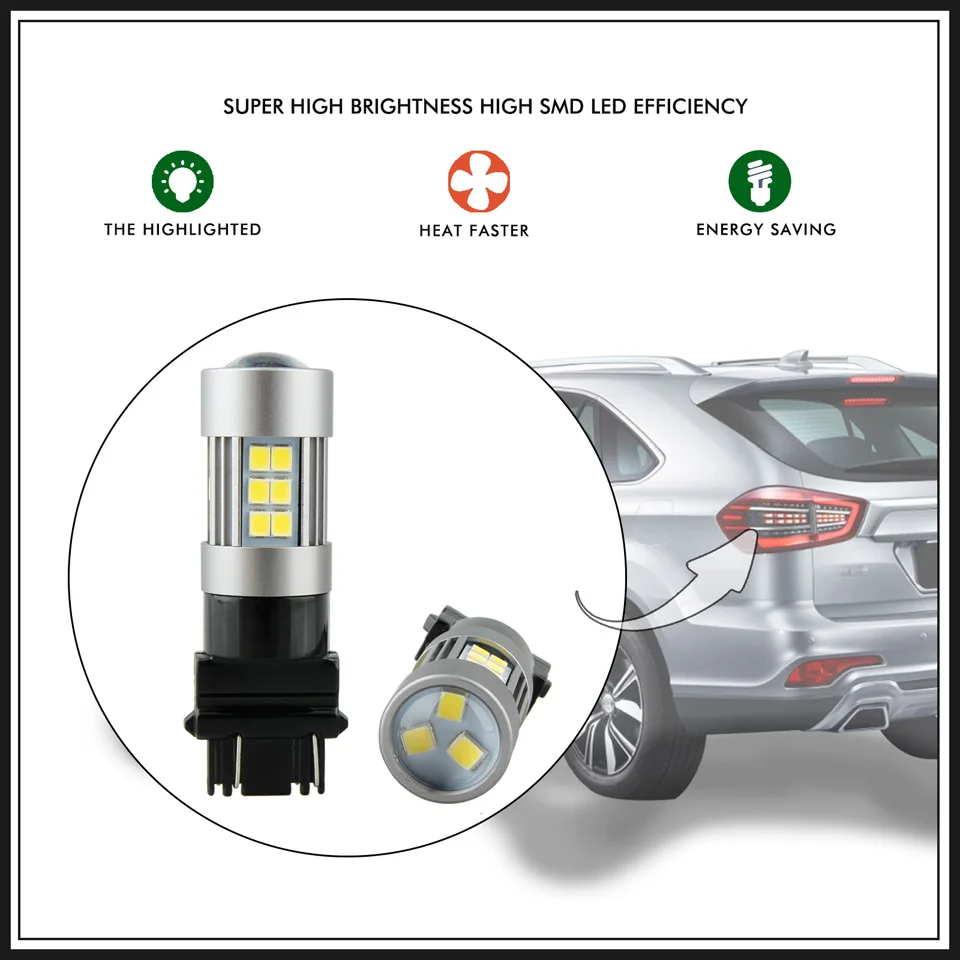 2шт 12В 27SMD светодиодный чип T25 P27W светильник P27/7W DRL указатель поворота 3156 3157 фонарь