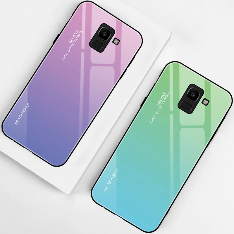 Градиентный чехол Aurora для Samsung Galaxy J4 2018 4J J400 J400F J400F/DS из закаленного стекла SM-J400F