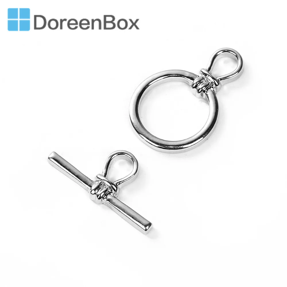 Doreen Box цинковый сплав переключатели застежки круглый тусклый серебряный цвет