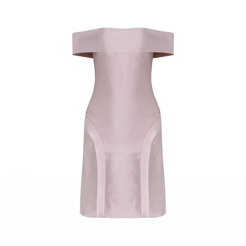 

Off The Shoulder Slash Neck Pink Cute Mini Bandage Dress Sexy Party Dress