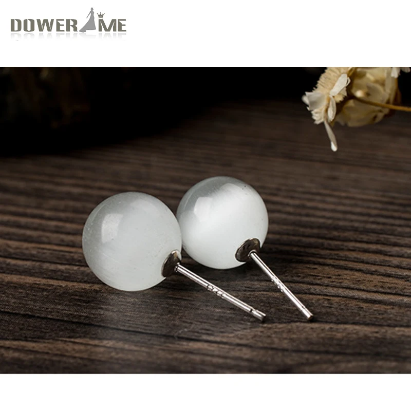 Dower Me стерлингового серебра 925 Белый опал Серьги-гвоздики оникс Для женщин Мода