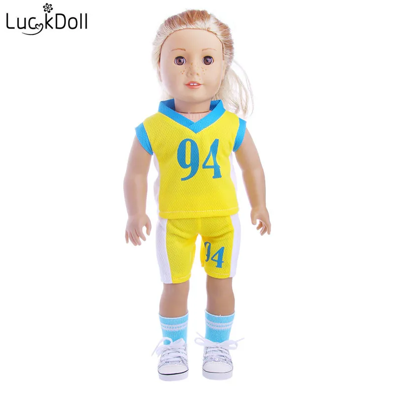 

LUCKDOLL High Quality Sport Suit With Mini Shorts For 18 inch Doll Accessories For Dolls