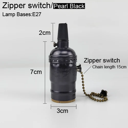 Bright black C Винтажная лампа Эдисона E27 с выключателем, держатель лампы, Ретро декоративный алюминиевый светильник, фитинги, лампа, головной светильник, розетка, сделай сам - Color: Bright black C
