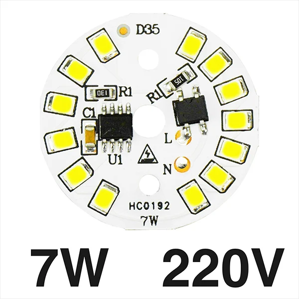 7W 220V Умный IC светодиодный SMD чип 3 Вт 5 Вт 7 Вт 9 Вт 12 Вт 15 Вт SMD2835 светодиодный светильник AC220V холодный белый теплый белый DIY светодиодный прожектор - Испускаемый цвет: 7W 220V