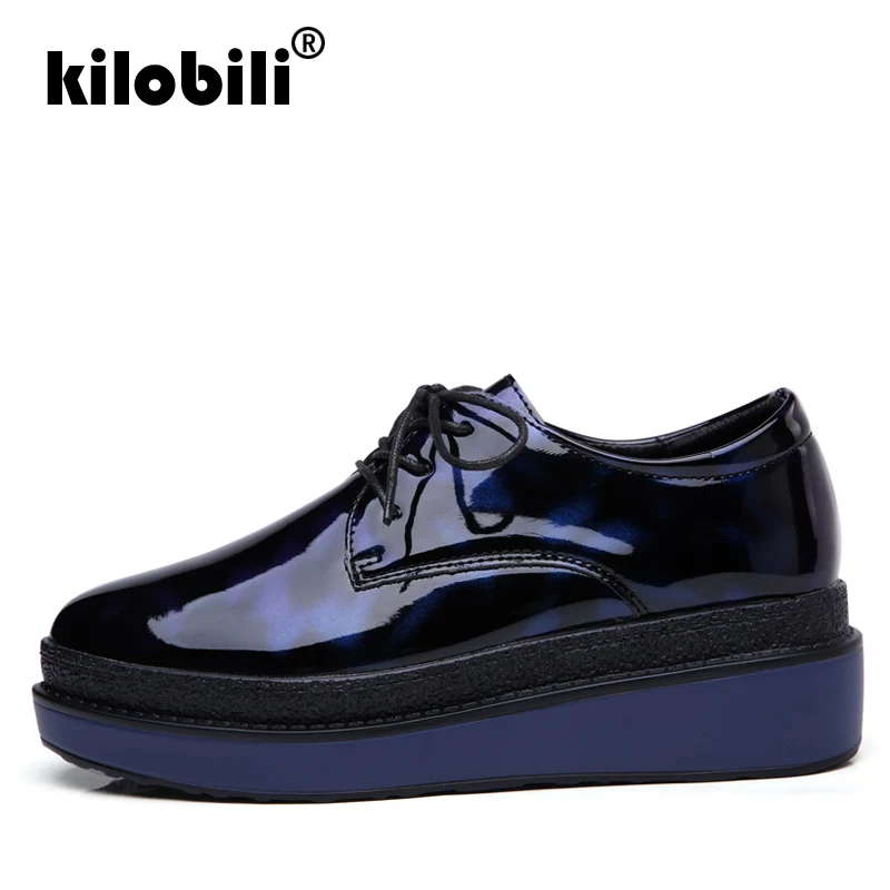 Kilobili/2019 весенние женские туфли на плоской платформе с перфорацией типа броги из