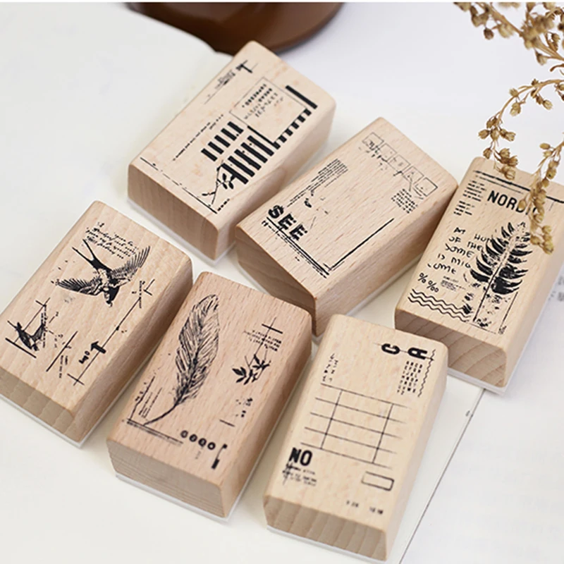3x5 см винтажные листья Ласточка перо штамп DIY деревянные и резиновые штампы для