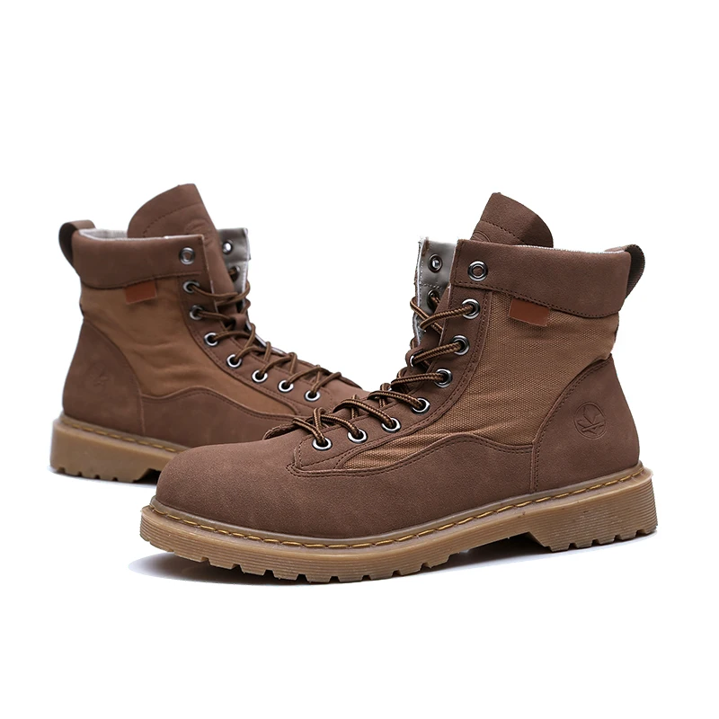 Мужские ботинки сезон осень-весна обувь с круглым носком на шнуровке цвет черный