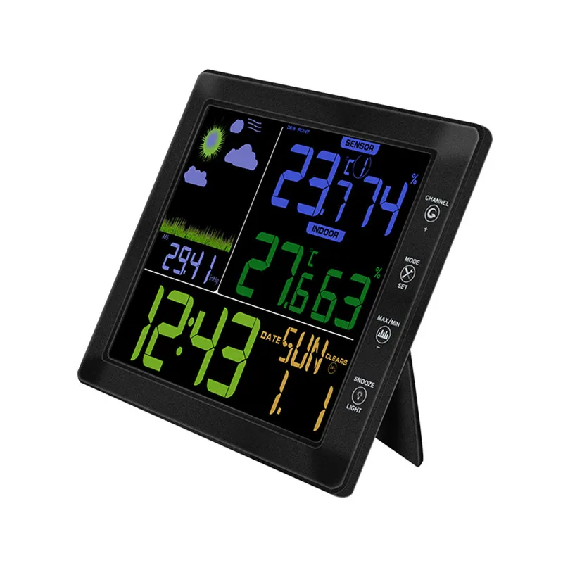 TS-8210 цифровой ЖК-дисплей Беспроводная профессиональная климатическая станция тестер температуры термометр Монитор влажности цифровой будильник