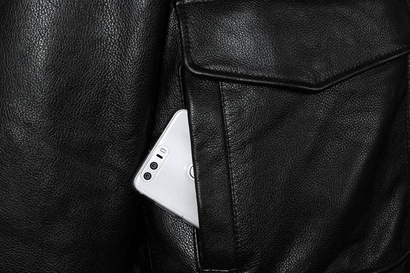 Fashion Motorcycle Jacket Men Air Force Flight Genuine Leather Jacket Black Cowskin Bomber Jacket Fur collar Winter Coat